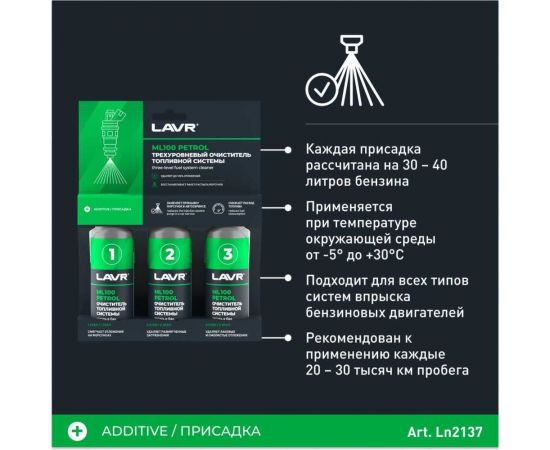 Трехуровневая очистка топливной системы LAVR ML100 Petrol, 120 мл Ln2137 – изображение 7