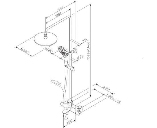Душевая система AM.PM Like смеситель для ванны и душа с термостатом, 3 функции, черный F0780522 – изображение 9