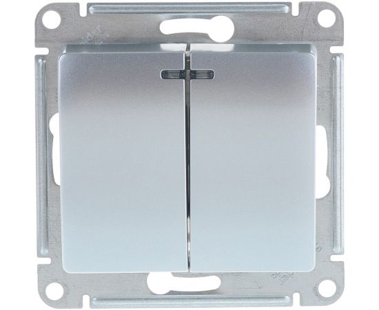 2-клавишный выключатель Schneider Electric GLOSSA с подсветкой, 10АХ, АЛЮМИНИЙ GSL000353 