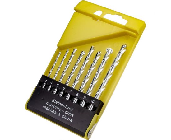 Набор сверл по бетону 3-10 мм, 8 шт, желтая коробка S.E.B. 406HP-P8B 