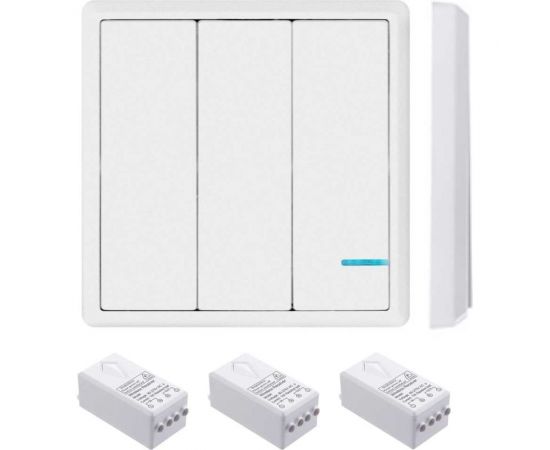 Беспроводной выключатель GRITT Practic 3 клавиши, белый комплект 1 выключатель, 3 радиореле, 220В, 1000Вт 11103 