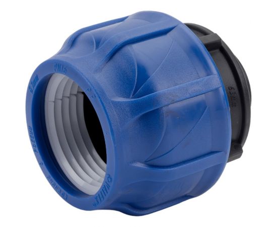 Компрессионная соединительная муфта VALFEX ПНД, с внутренней резьбой, 63x1 1/4"" 121001263114 