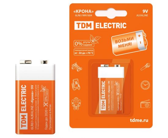 Элемент питания TDM 6LR61 Крона 9V BP-1 SQ1702-0013 