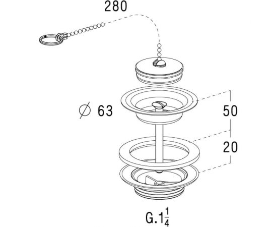 Выпуск для умывальника Nicoll 1 1/4, с решеткой из нержавейки, D63 L2260-0501020 – изображение 2