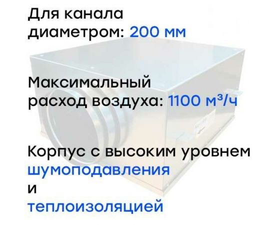 Канальный круглый шумоизолированный вентилятор Naveka VS(AC1/D)- 200 Compact УН-00006109 – изображение 2
