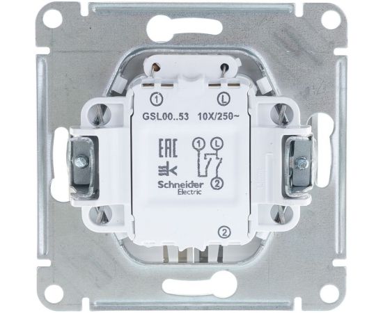 2-клавишный выключатель Schneider Electric GLOSSA с подсветкой, 10АХ, АЛЮМИНИЙ GSL000353 – изображение 2