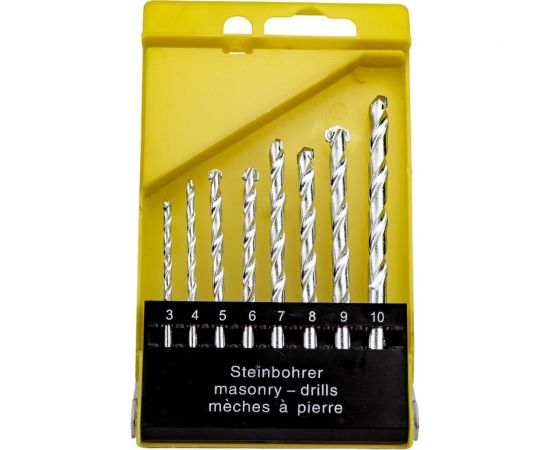 Набор сверл по бетону 3-10 мм, 8 шт, желтая коробка S.E.B. 406HP-P8B – изображение 2