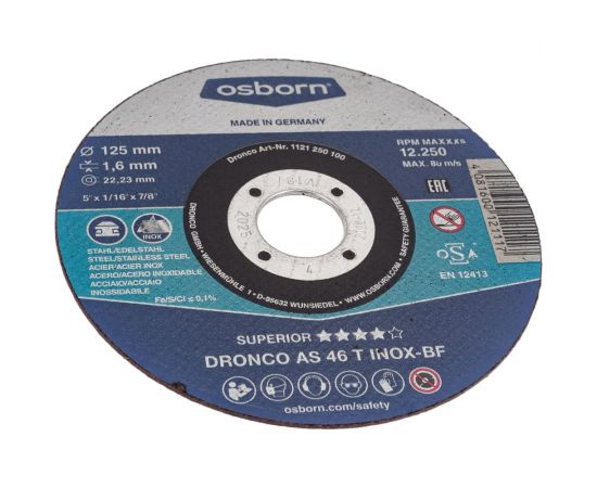 Диск отрезной по нержавейке Superior AS46T INOX (125x1.6x22.23 мм) DRONCO 1121250100 – изображение 3