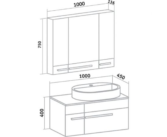 Тумба RUNO Вудлайн 100 подвесная под умывальник Moduo Square 50/Гамма 56 00-00001011 – изображение 5