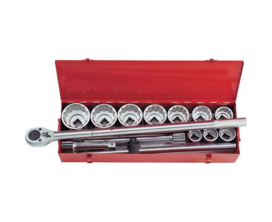 Набор торцевых головок с принадлежностями (1"", двенадцатигранные, 36-80 мм, 14 предметов) KING TONY 8015MR 