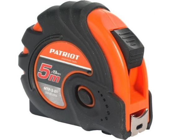 Рулетка, ширина ленты 19мм, ударопрочный корпус, обрезиненная, 5м PATRIOT MTP-5-01 350005006 