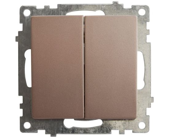 2-клавишный выключатель STEKKER (механизм), GLS10-7104-02, 250V, 10А, серия Катрин, шампань 39592 