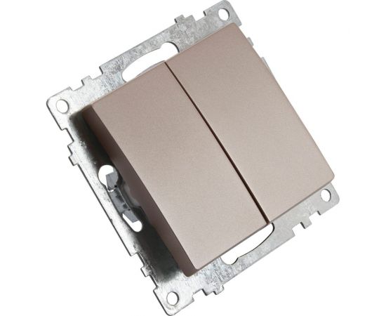 2-клавишный выключатель STEKKER (механизм), GLS10-7104-02, 250V, 10А, серия Катрин, шампань 39592 – изображение 2