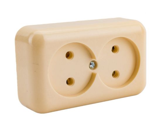 Розетка ООО Ливны-Электро РА 10-009 2-х местная, слоновая кость РАф 936 – изображение 2