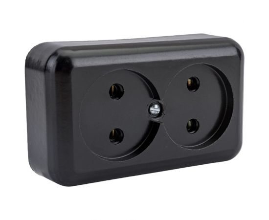 Розетка ООО Ливны-Электро РА 10-009 2-х местная, черная РАф 932 – изображение 2