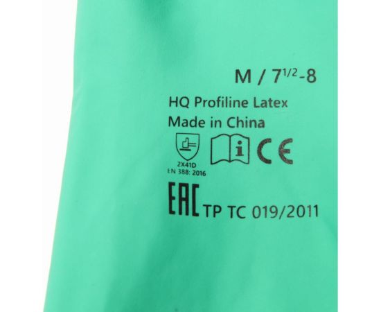 Латексные многоразовые перчатки HQ Profiline, зеленые, р-р M 73583 – изображение 2