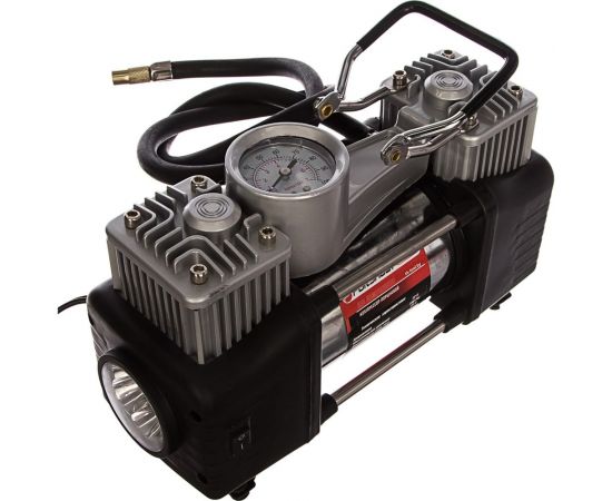 Поршневой автомобильный двухцилиндровый компрессор с фонарем в кейсе 12V Forsage F-2014360 – изображение 2
