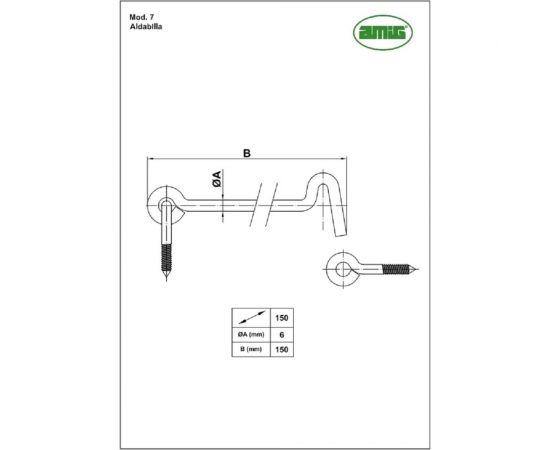 Ветровой крючок Amig покрытие черный 7-6x150 – изображение 2