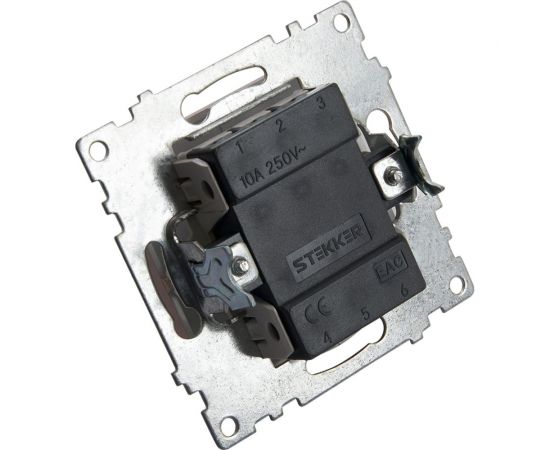 2-клавишный выключатель STEKKER (механизм), GLS10-7104-02, 250V, 10А, серия Катрин, шампань 39592 – изображение 4