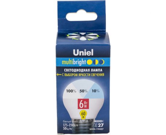 Светодиодная лампа Uniel LED-G45-6W/NW/E27/FR/MB PLM11WH . Форма «шар», матовая. UL-00002378 – изображение 4