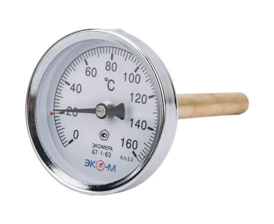 Биметаллический термометр ЭКО-М ЭКОМЕРА БТ-1-63, 0-160C, L=100 БТ-1-63-160С-L100 