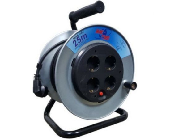 Однофазный удлинитель MTG на катушке металлический, 4X220В MT248В H05VV-F 3x2,50мм2 25м 7627 