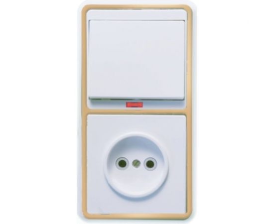 Комбинированный блок Кунцево-Электро БЭЛЛА скрытой установки выключатель с подсветкой+розетка БКВР-214 З 5818 