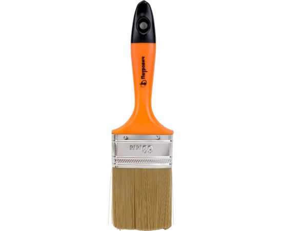 Плоская кисть Петрович 63 мм искусственная щетина, пластиковая рукоятка 4100002364 