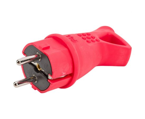 Вилка UNIVersal с ушком c заземлением каучук 16А 250В ip44 цвет красный еврослот 3071 