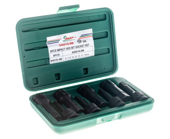 Комплект ударных шестигранников Hans 1/2" 846016-8M 