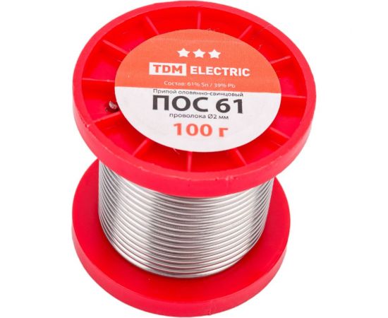 Припой ПОС 61 проволока серия ""Алмаз"" (2 мм, 100 г, ГОСТ 21931-76, катушка) TDM SQ1025-0316 