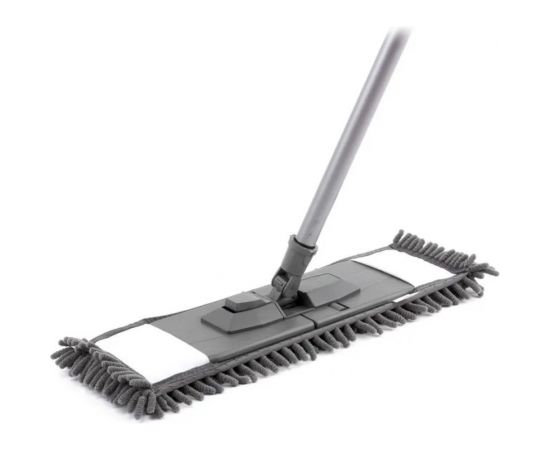 Швабра для влажной уборки InLoran плоская лапша, шенилл, 42,5x13 см, ручка 110 см BS-030GR 