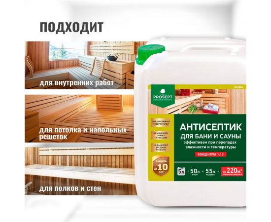 Антисептик для бань и саун PROSEPT SAUNA 5л 004-5 – изображение 2
