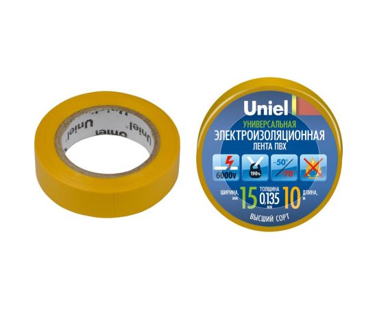 Изоляционная лента Uniel 10/15/01 YEL UIT-135P 4515 – изображение 2