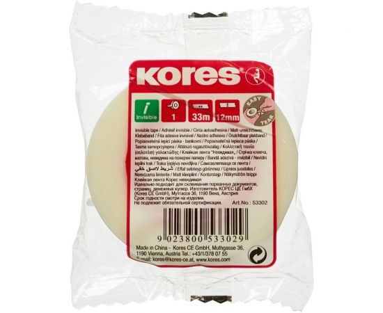 Невидимая канцелярская клейкая лента Kores 12х33 60910 – изображение 3