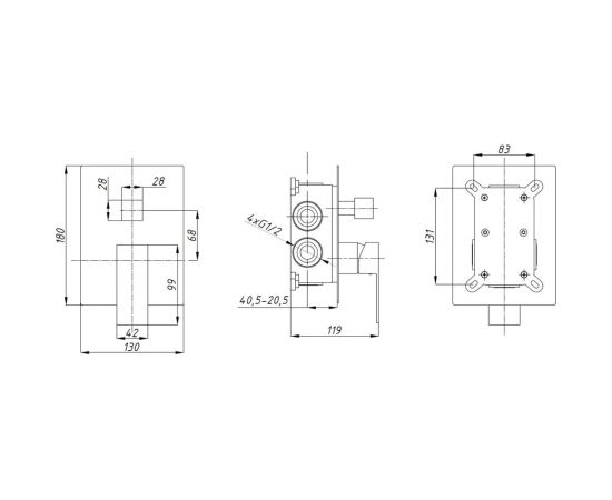 Встраиваемая душевая система скрытого монтажа ПРОФСАН ПСМ с тремя выходами тип ГОСТ См–ДшОРЗШтШлА PSM-CB-03 – изображение 3