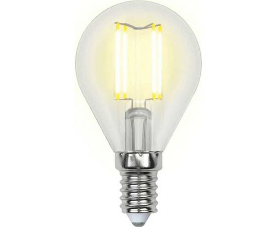 Светодиодная лампа Uniel LED-G45-6W/WW/E14/CL GLA01TR. Форма шар, прозрачная. UL-00002201 – изображение 3