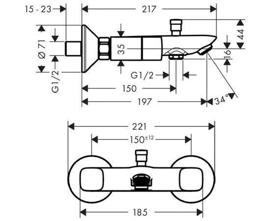 Двуручный смеситель для ванны HANSGROHE Logis 71243000 00000042415 – изображение 4