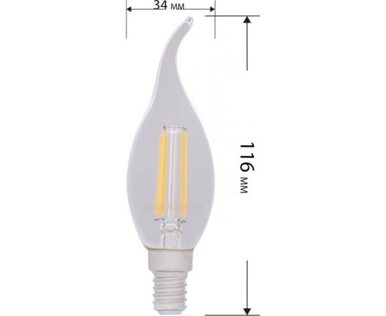 Филаментная лампа REXANT Свеча на ветру CN37 7.5 Вт 2700K E14 диммируемая 604-105 – изображение 5