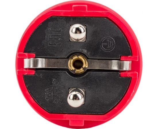 Вилка UNIVersal с ушком c заземлением каучук 16А 250В ip44 цвет красный еврослот 3071 – изображение 5