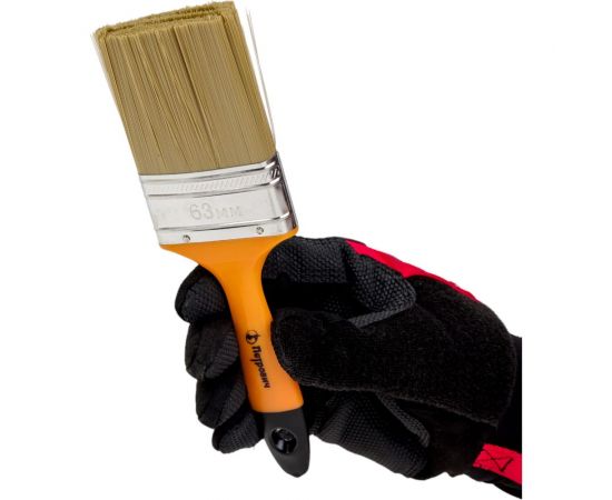 Плоская кисть Петрович 63 мм искусственная щетина, пластиковая рукоятка 4100002364 – изображение 5