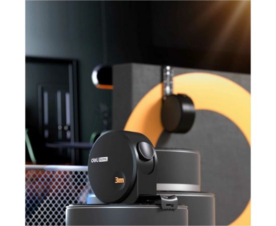 Рулетка DELI Home Series Black HT8316 3 м, 16 мм, эксклюзивный дизайн, корпус высококачественный Софт-тач пластик 104618 – изображение 5