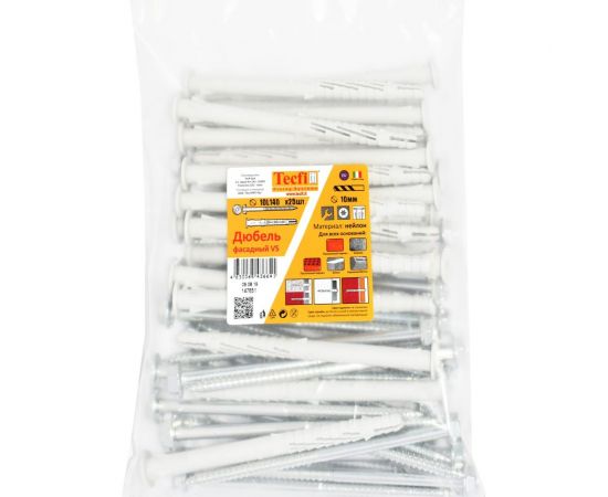 Фасадный дюбель с шурупом Tecfi шлиц TORX, прессшайба 10x140 25 шт 147651 – изображение 6