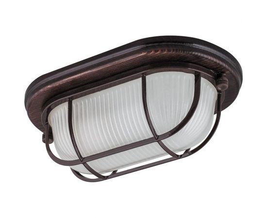 Светильник для бани и сауны FERON НБО 04-60-022 220V 60Вт Е27 IP54 дерево, орех, овал, с решеткой 11576 
