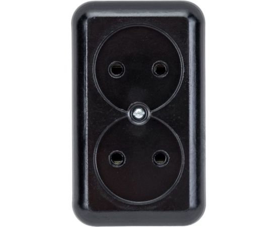 Розетка ООО Ливны-Электро РА 10-009 2-х местная с донышком, черная РА 1934 