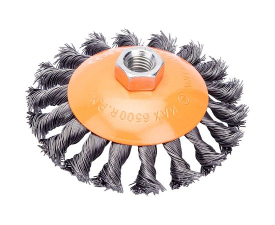 Кордщетка коническая 115 мм, витая жесткая проволока для УШМ Bohrer 36400115 