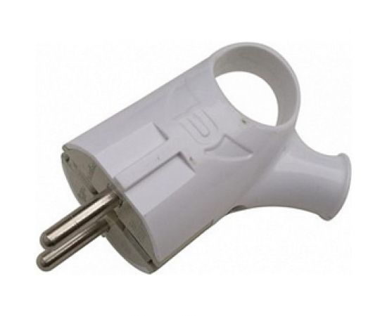 Разборная вилка General Lighting Systems GRV-P-16-СE-G-W-IP20 16А угловая, с ушком, с заземлением, белая IP20 470512 