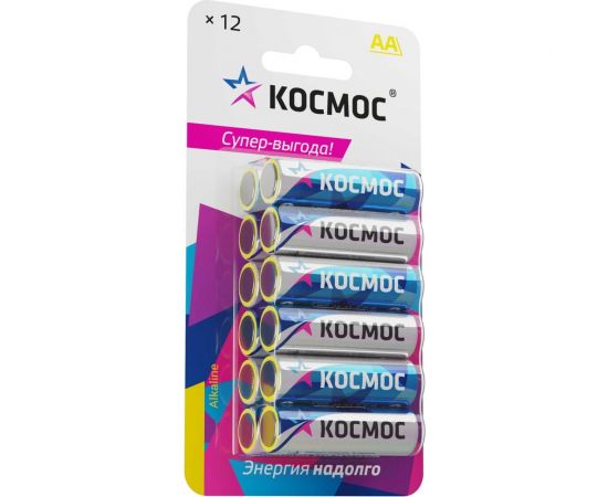 Алкалиновые элементы питания КОСМОС LR6 12 шт. на блистере, KOCLR6BL12 