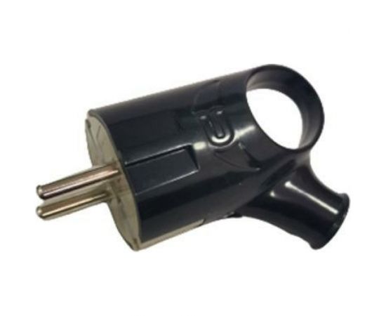 Разборная вилка General Lighting Systems GRV-P-16-СE-G-B-IP20 16А угловая с ушком, с заземлением, черная IP20 470513 