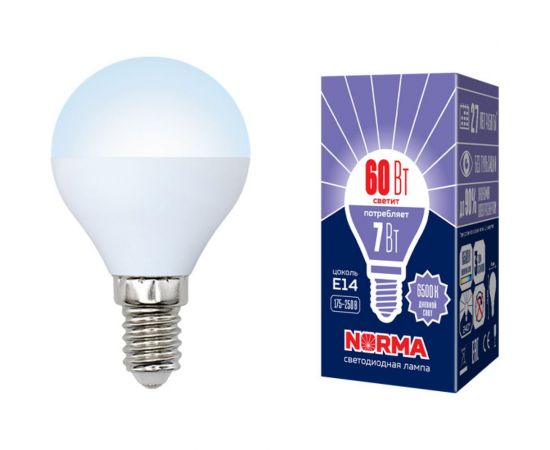 Светодиодная лампа Volpe LED-G45-7W/DW/E14/FR/NR. Форма шар, матовая. UL-00003818 